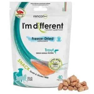 Cenový Hit I´M DIFFERENT SNACK pstruh - mrazem sušený pamlsek, 40 g