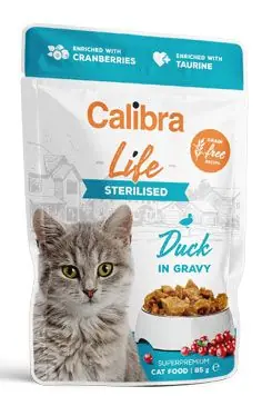Calibra Cat Life kapsa Sterilised Duck in gravy 85g Sleva