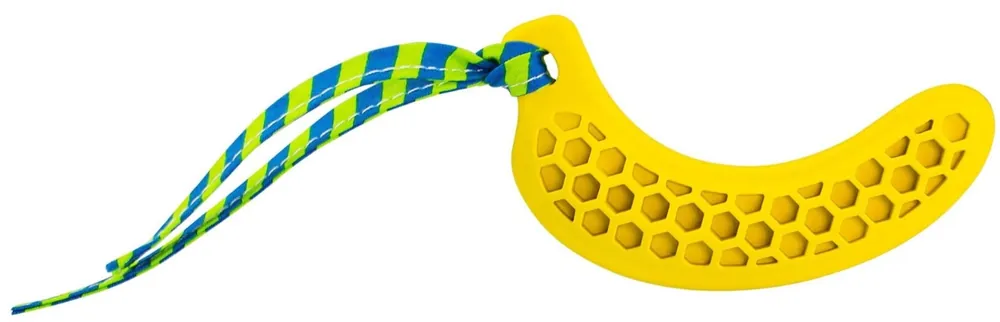 Horká Nabídka Dentální hračka banán přírodní guma pro štěňata s látkovým střapcem 12 cm HipHop