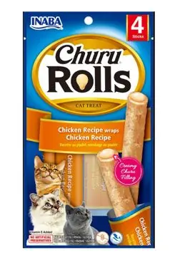 Churu Cat Rolls Chicken wraps&Chicken cream 4x10g Víkendová Akce