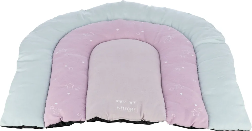 TRIXIE JUNIOR patchwork polštář DUHA, 68 x 62 cm, mátová/lila, růžová, velur Cenová Bomba