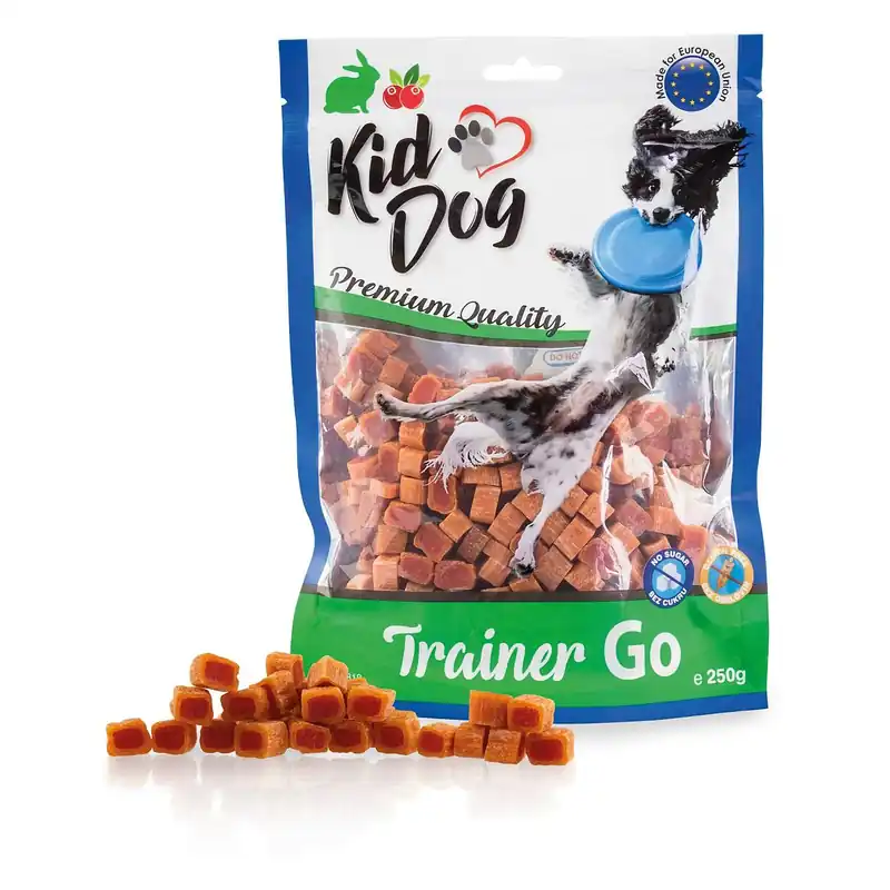 Značkový KIDDOG TRAINER GO mini kostičky s králíkem a brusinkami 250 g