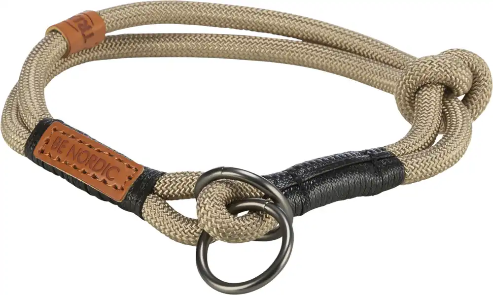 Sezónní Sleva TRIXIE BE NORDIC polostahovací obojek, písková/černá L-XL 55 cm/ ø 13 mm