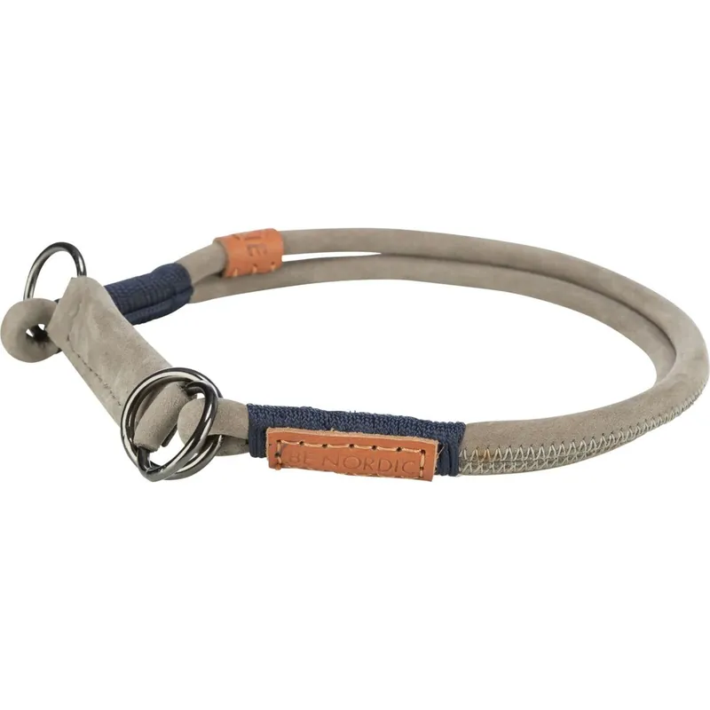TRIXIE BE NORDIC kulatý polostahovací kožený obojek, šedá S-M 40 cm/ 8 mm Výprodej