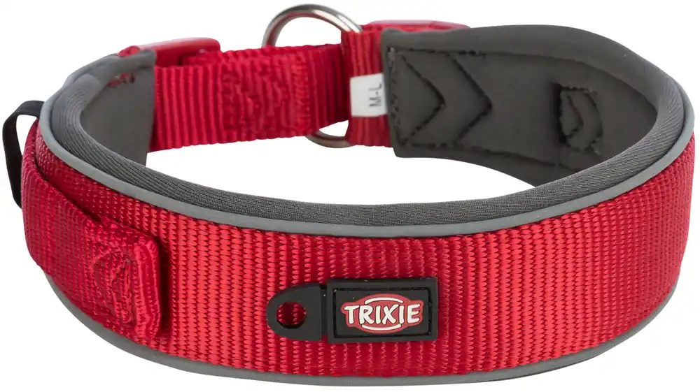 Autentický TRIXIE PREMIUM obojek extra široký, červená/grafit M-L 40-48 cm/40 mm