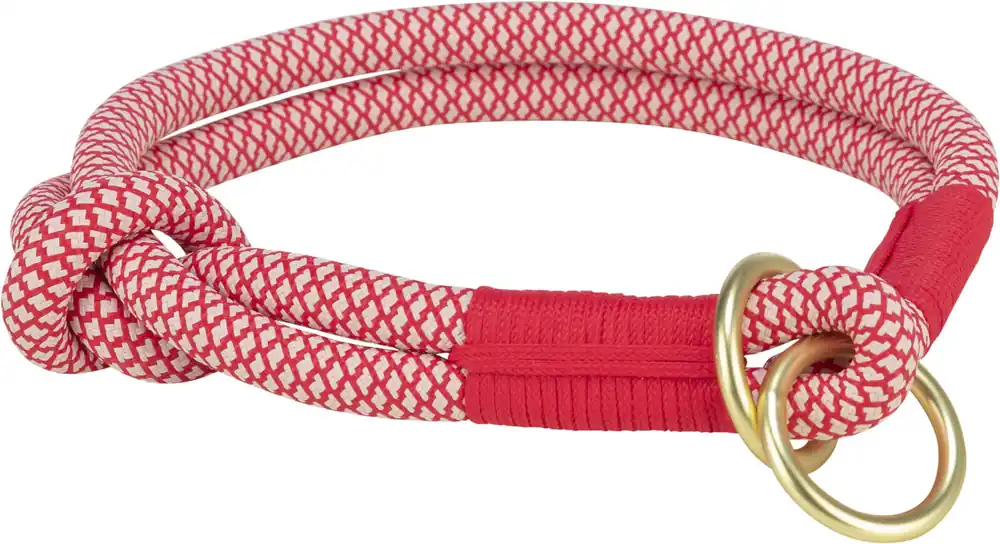 Sezónní Sleva TRIXIE Soft Rope kulatý polostahovací obojek, červená/krémová XS-S 30cm/ 10 mm
