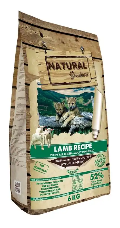 Natural Greatness Lamb Recipe Sensitive Starter Puppy & Adult Mini 6 kg Cenový Hit