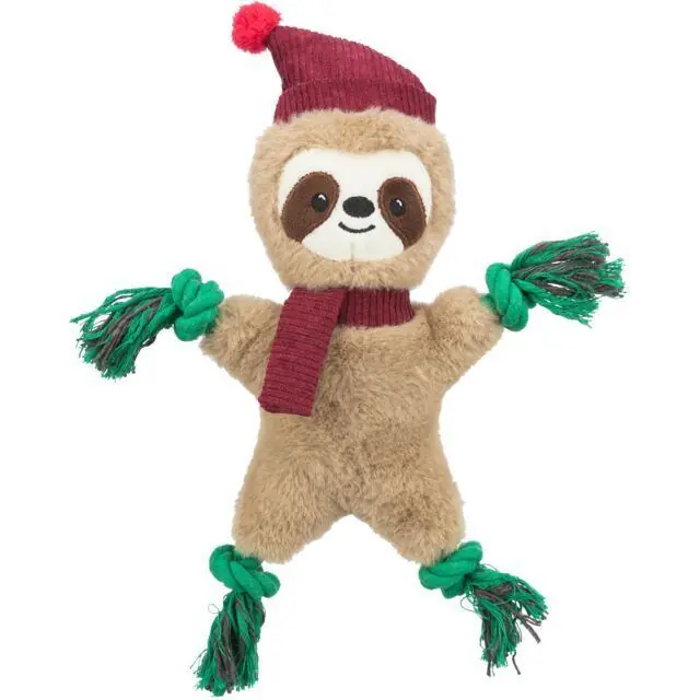 TRIXIE Xmas SLOTH - vánoční lenochod 30 cm, píská/šustí, plyš/lano Akce