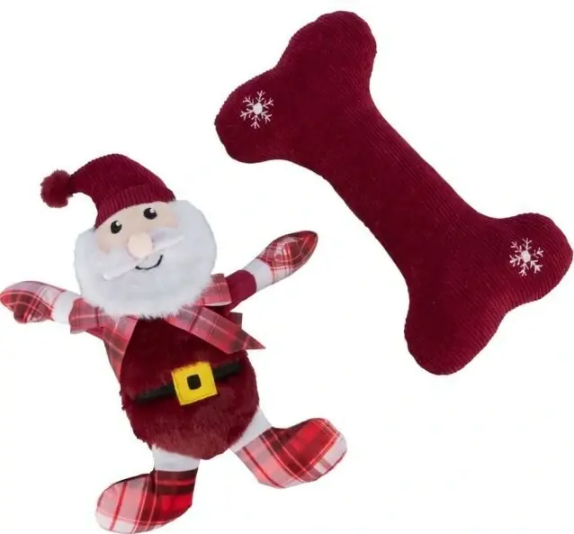 Přímo Od Výrobce TRIXIE Xmas GIFT SET - vánoční dárková sada hraček (Santa, kost), 30 cm, plyš/látka