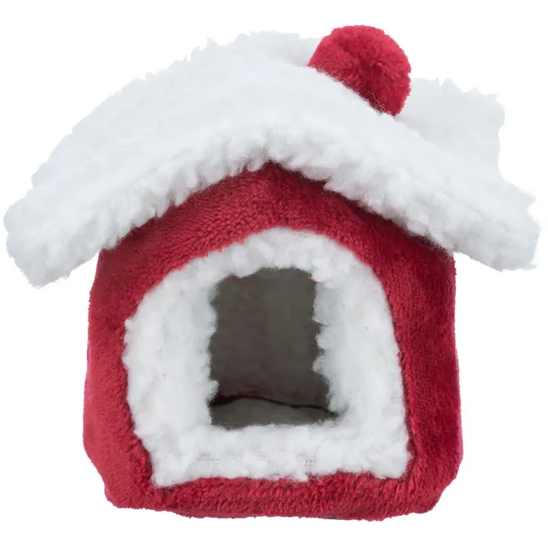 TRIXIE Xmas Cuddly CAVE - plyšový domek pro myš/křečka,15 x 12 x 15 cm, červená/bílá Cenový Hit