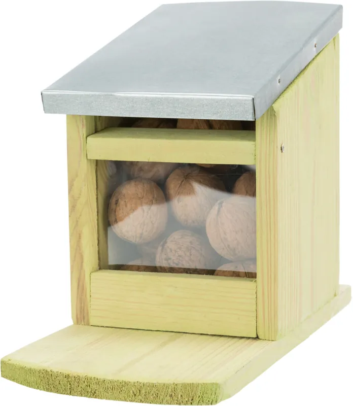 TRIXIE Krmná stanice pro veverky 12 x18 x 24 cm, přírodní borové dřevo/kov Nízká Cena
