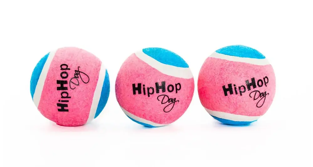 Balení-neonový ve tmě svítící tenis. míč pískací 5 cm (3 ks/bal) HIPHOP DOG Akce