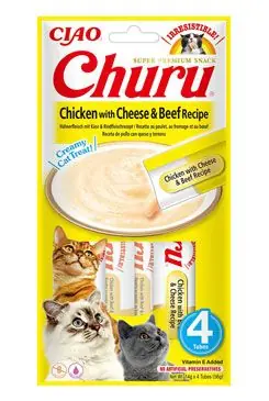Cenově Výhodný Churu Cat Chicken with Beef & Cheese Recipe 4x14g