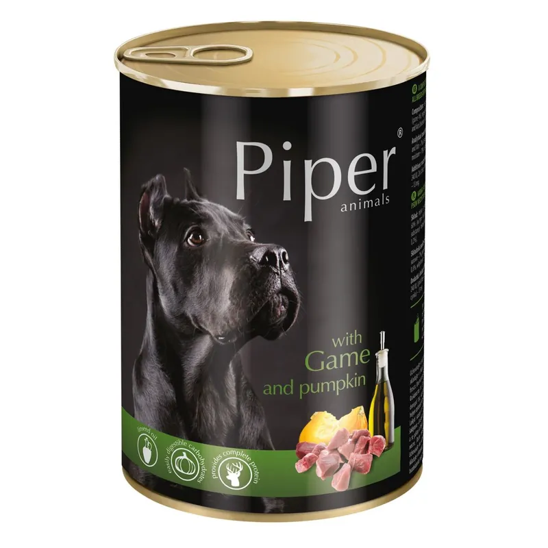 Ověřený NEW PIPER se zvěřinou a dýní, konzerva pro psy 400g