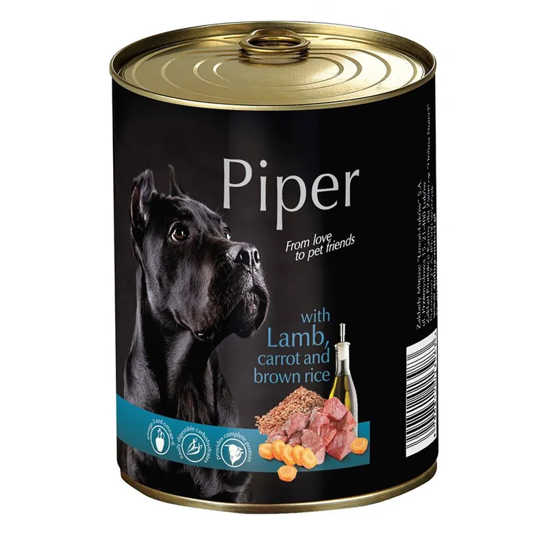 Poslední Šance NEW PIPER s jehněčím a mrkví, konzerva pro psy 400g