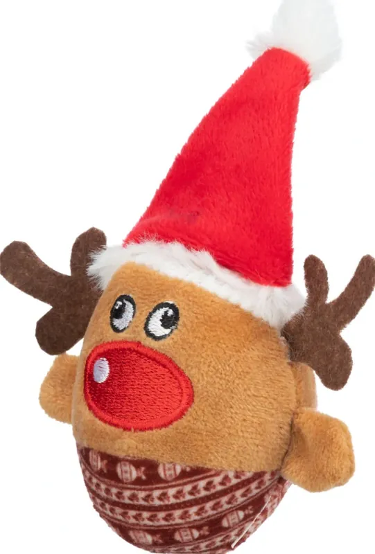 TRIXIE Xmas REINDEER - vánoční plyšový míček sob, chrastící, 6 x 12 cm Speciální Cena