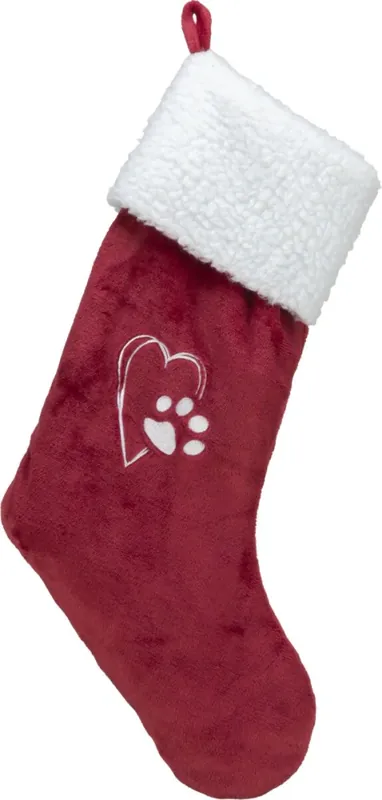 Dokud Zásoby Vydrží TRIXIE Xmas STOCKING - vánoční ponožka, 47 cm, plyš, červená/bílá