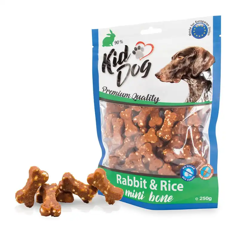 KIDDOG králičí maso s rýží MINI kostičky 250 g Akce