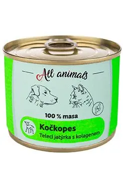 All Animals kočkopes Telecí jatýrka s kolagenem 200g Speciální Cena
