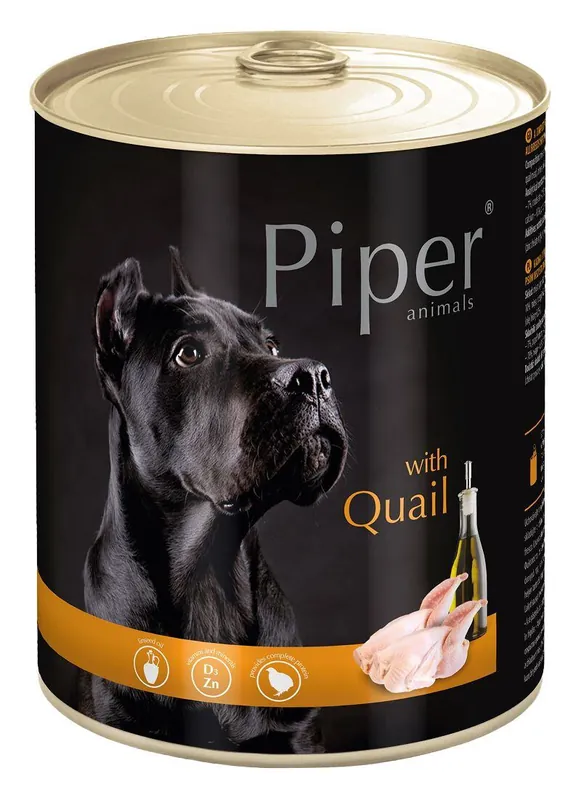 Oblíbený NEW PIPER s křepelkou a brusinkami, konzerva pro psy 800g