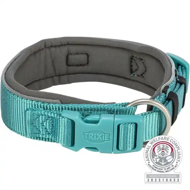 TRIXIE PREMIUM obojek EXTRA široký, aqua/grafit S-M 33-42 cm/35 mm Nízká Cena