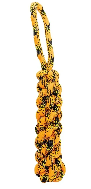 Bavlněný uzlovaný pešek HipHop ROPE 33 cm, neon oranžová, černá, žlutá Top Prodej