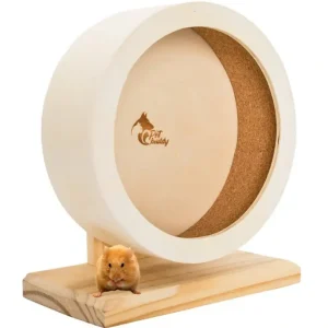 Levný PetBuddy šikmá plošina, běhací disk pro křečky, 22 cm, borové dřevo/korek