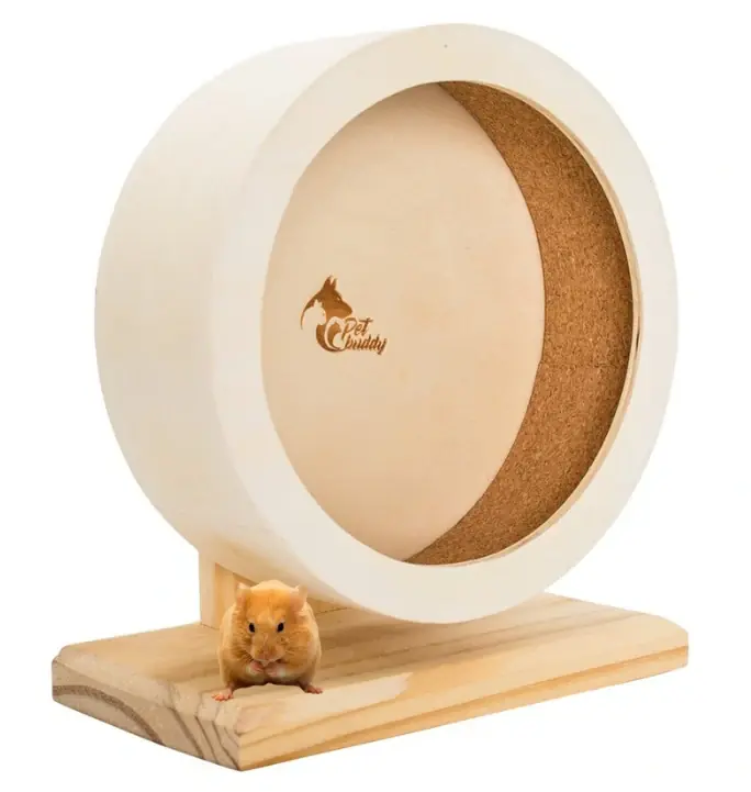 Levný PetBuddy šikmá plošina, běhací disk pro křečky, 22 cm, borové dřevo/korek