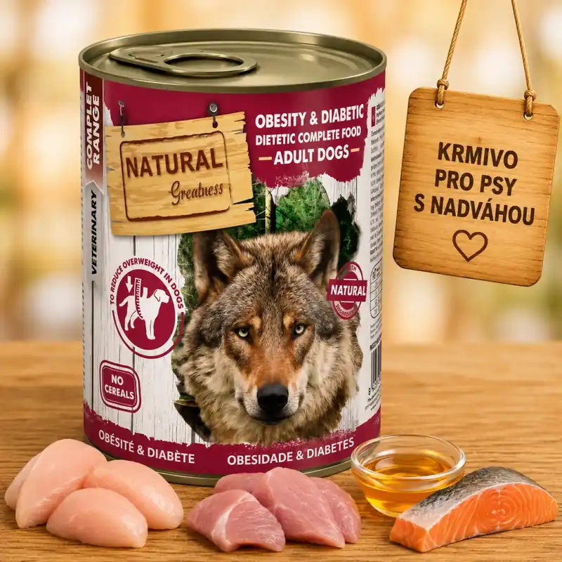Natural Greatness OBESITY CONTROL, veterinární dieta, konzerva pro psy 400g Horká Nabídka
