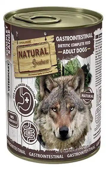 Natural Greatness GASTROINTESTINAL, veterinární dieta, konzerva pro psy 400g Akční Cena