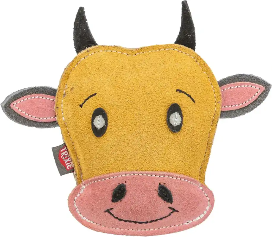 TRIXIE Cow - hlava krávy, 17 cm, hračka pro psy, 100% pravá kůže, žlutá Speciální Cena