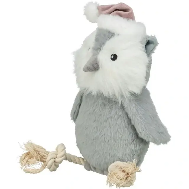 TRIXIE Vánoční sova na laně, se zvukem, 31 cm, plyš/bavlněné lano, šedá/bílá/béžová Originální