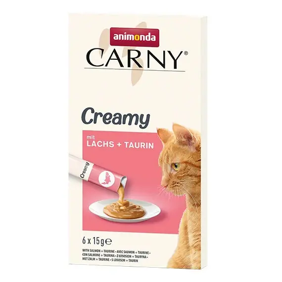 Objednat Nyní Animonda CARNY Creamy Salmon, krémový pamlsek, losos s taurinem, 6 x 15 g