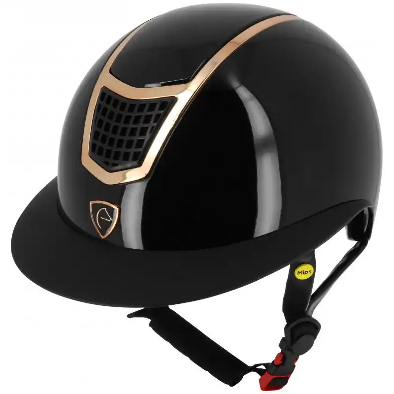 Vrácení Zdarma Jezdecká helma EQUITHEME Airy Glossy - Barva Černá/rose goldVelikost 59-61 cm