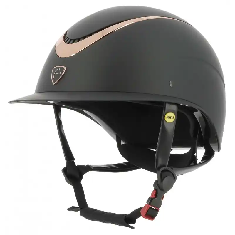 Výprodej Jezdecká helma EQUITHEME Wings - Barva Černá/rose goldVelikost 55-57 cm