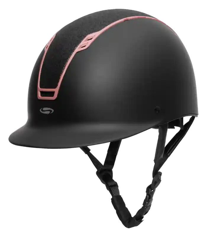 Speciální Cena Jezdecká helma Swing H22 Shine - Barva černá matná/lesklá/růžově zlatáVelikost 57-58 cm