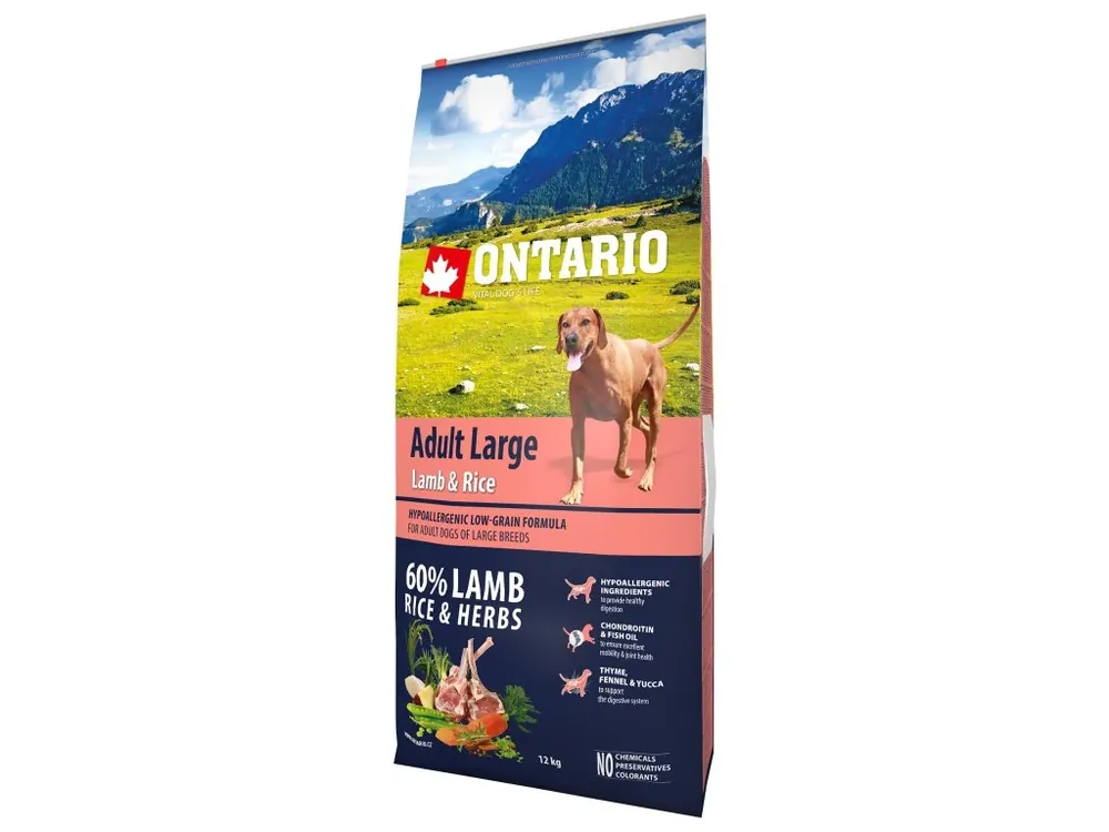 Ontario Adult Large Lamb & Rice 12kg Vysoce Kvalitní