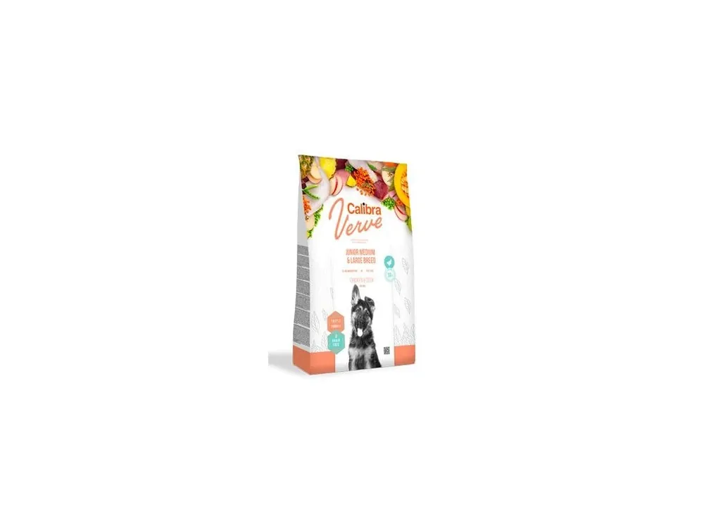 Calibra Dog Verve GF Junior M&L Chicken&Duck 2kg Výprodej