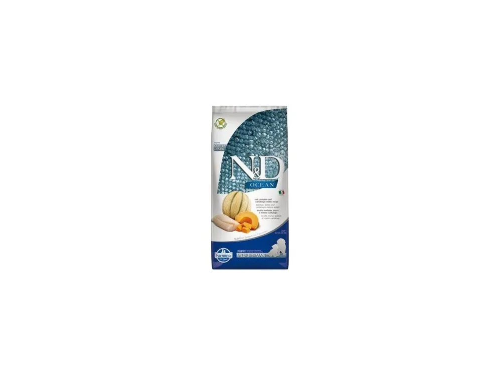 Zlevněný N&D OCEAN DOG Puppy M/L Codfish & Pumpkin & Melon 12kg
