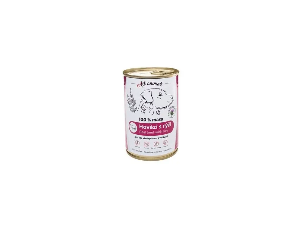 Akční Nabídka All Animals DOG hovězí mleté s rýží 400g