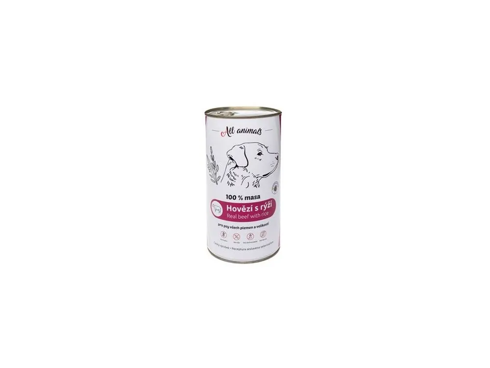 All Animals DOG hovězí mleté s rýží 1200g Expresní Doručení