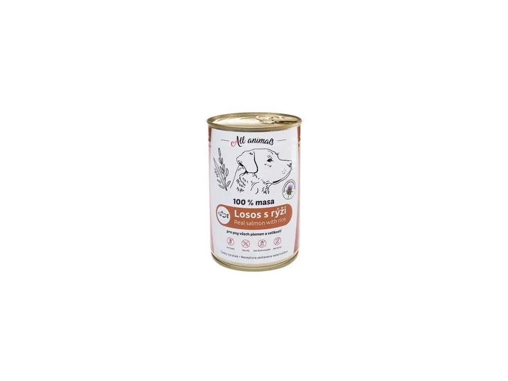 Aktuální All Animals DOG losos mletý s rýží 400g