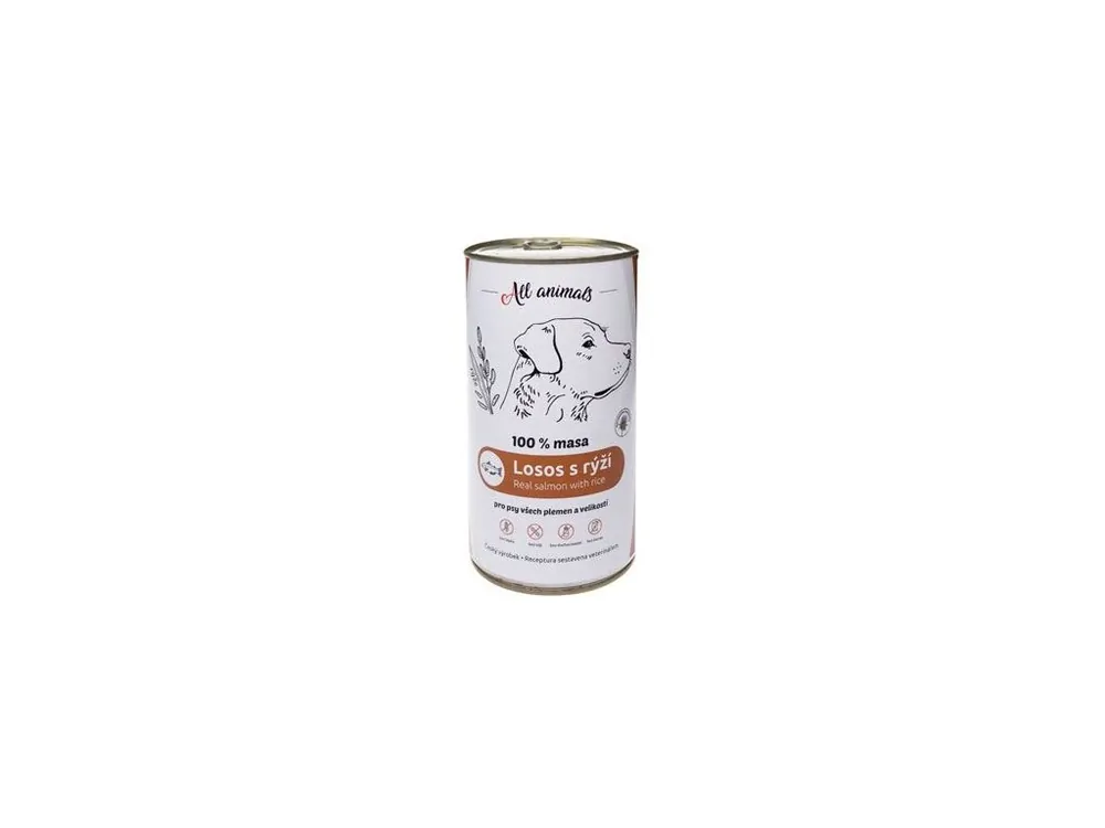 Vysoce Kvalitní All Animals DOG losos mletý s rýží 1200g