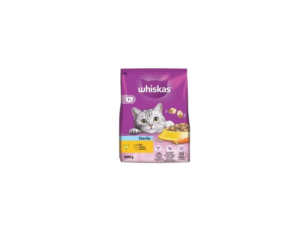 Whiskas Dry Sterile s kuřecím masem 800g Sezónní Sleva