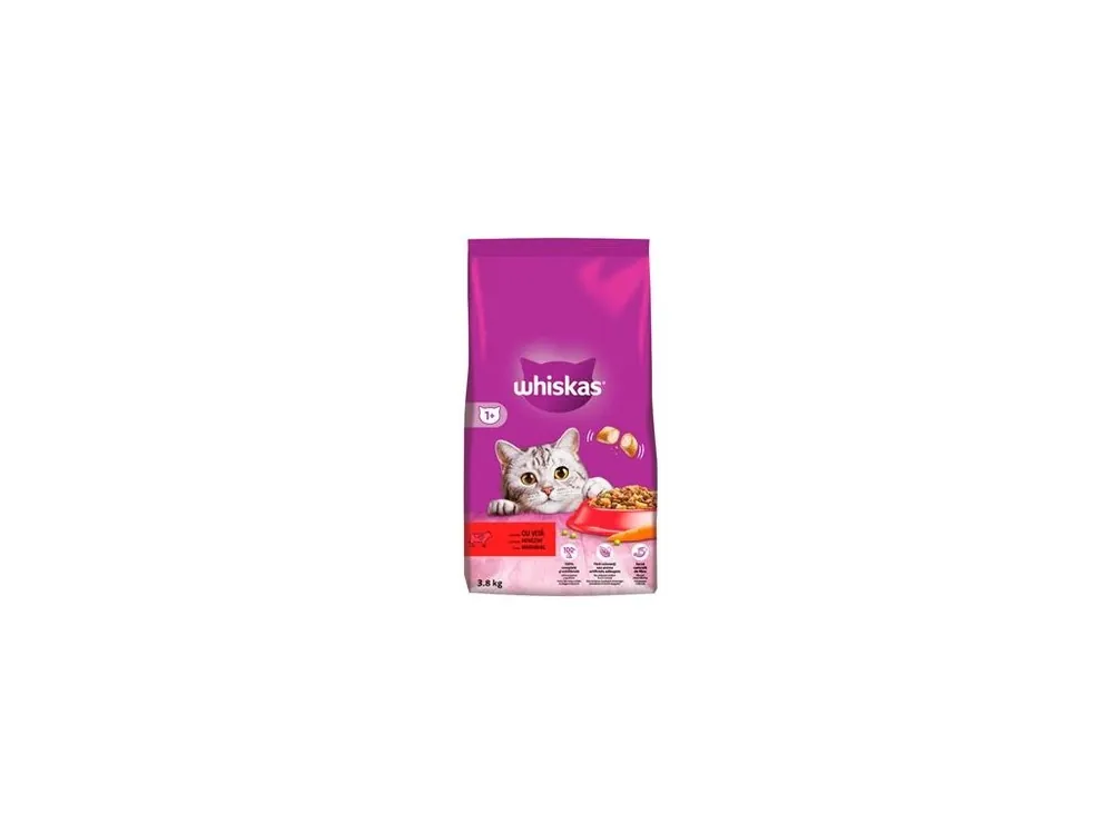 Whiskas Dry s hovězím masem 3,8kg Levný